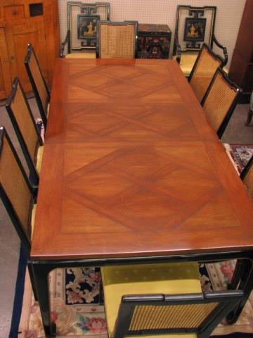 Appraisal: Karges Furniture Company dining table with French parquet top black