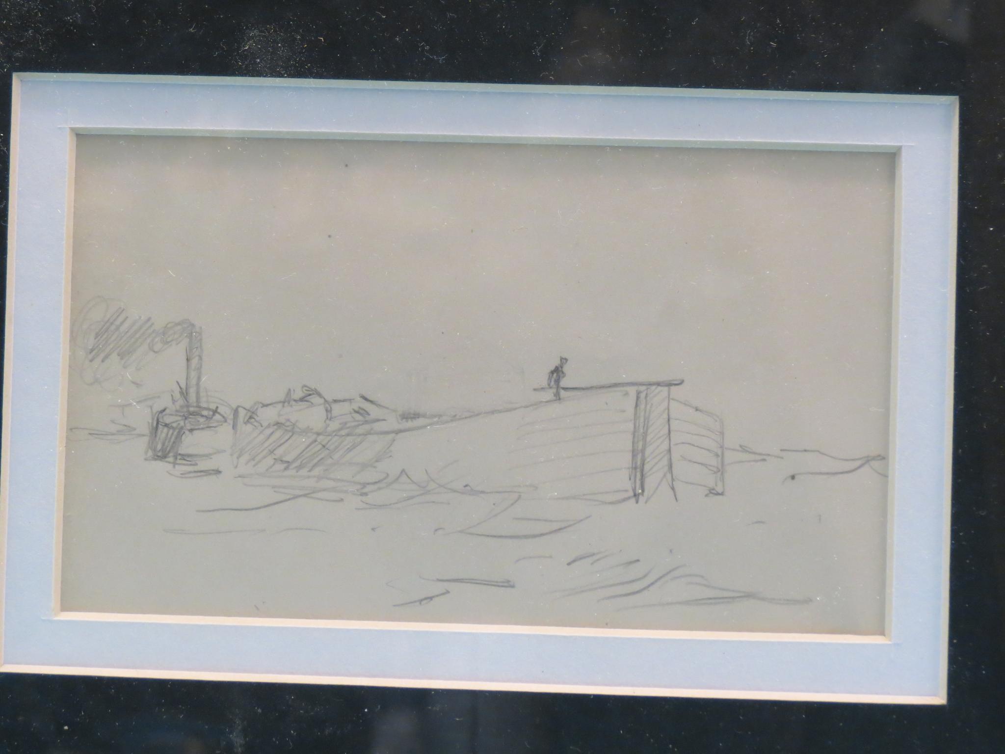 Appraisal: W L Wylie - pencil sketch barge and steam ship