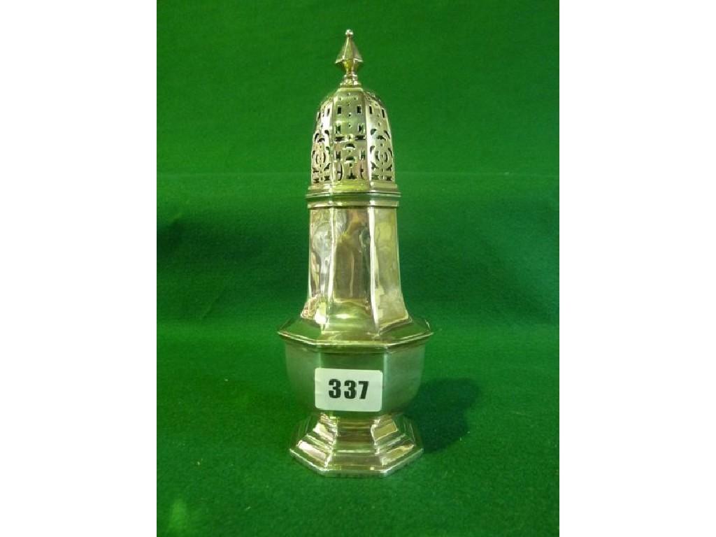 Appraisal: A silver sugar shaker of octagonal form hallmarks possibly for