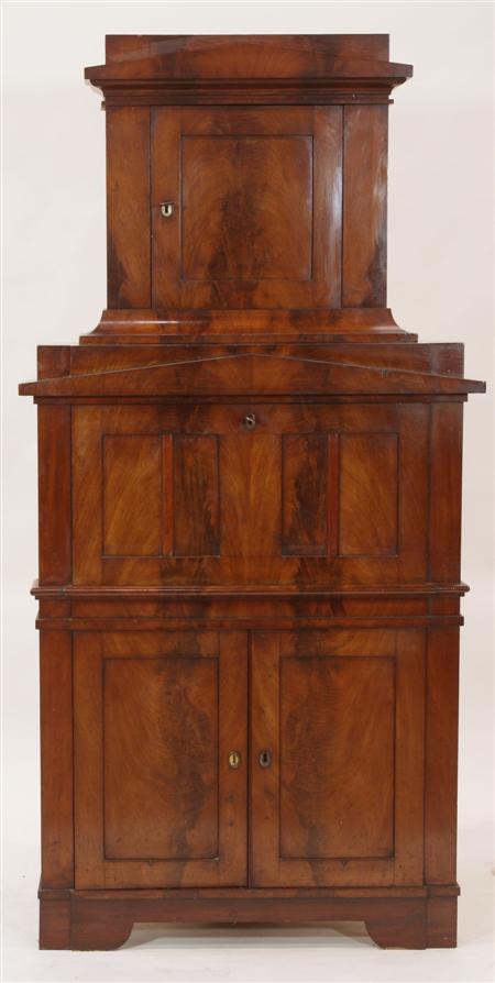 Appraisal: A th century French mahogany corner secretaire a abattant the