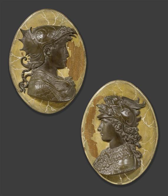 Appraisal: PAIR OF PORTRAIT MEDALLIONS Empire style probably Northern Italy th