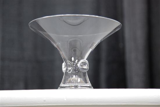 Appraisal: STEUBEN CRYSTAL VASE Of hourglass form with applied thumprints Signed