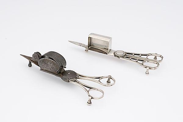 Appraisal: GEORGE III SILVER CANDLE SNUFFERS English ca - Two snuffers