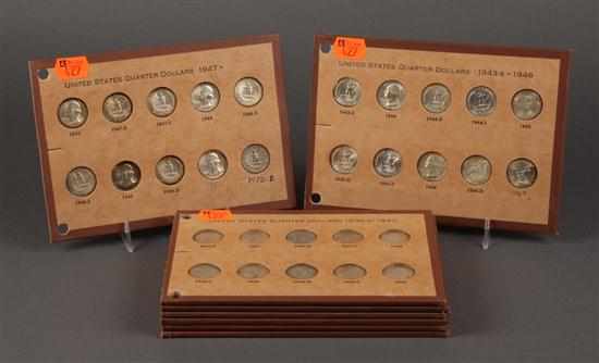 Appraisal: Collection of fifty-three United States Washington type silver quarter dollars