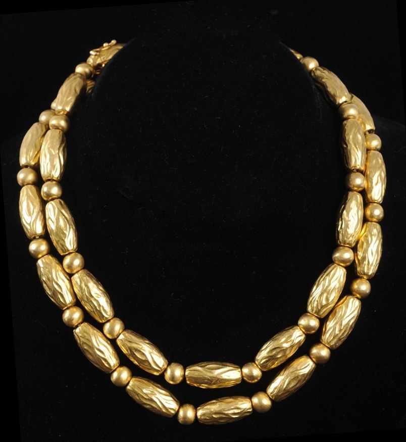 Appraisal: ILIAS LALAOUNIS GOLD BEAD NECKLACE Stamped K and A together