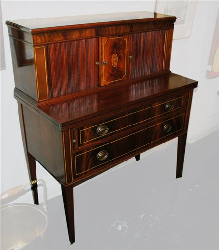 Appraisal: Federal Style Mahogany Tambour Front Secretary Estimate nbsp nbsp nbsp