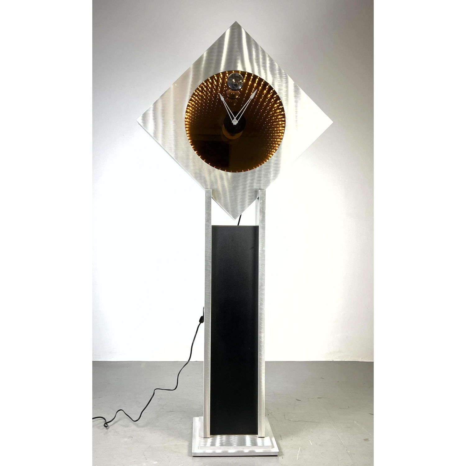 Appraisal: Infinity Mirror Tall Case Clock Brushed aluminum Dimensions H inches