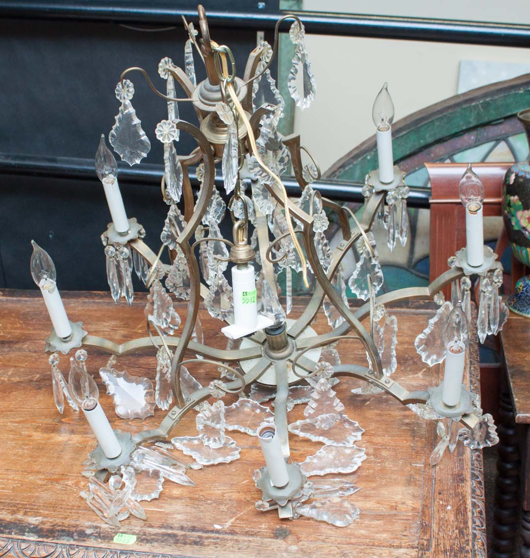 Appraisal: Metal and crystal chandelier