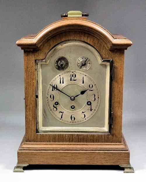 Appraisal: A late th Century German oak cased mantel clock the