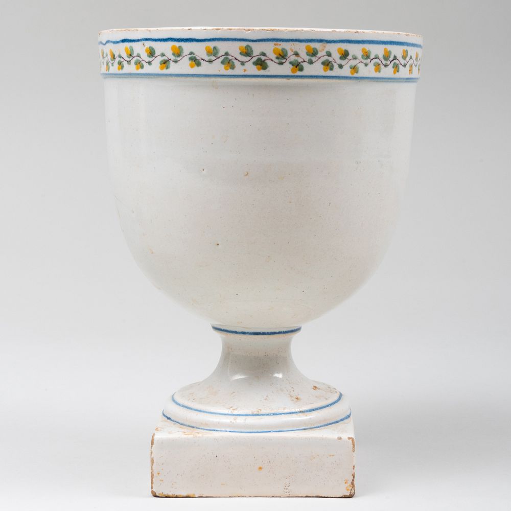 Appraisal: Continental Faience Urn x in diam