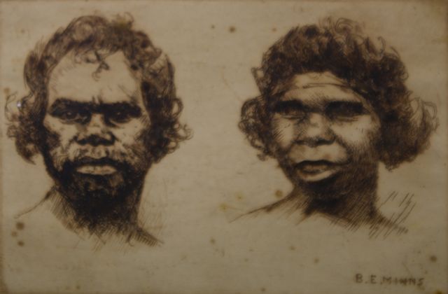 Appraisal: B E Minns - Aboriginal Couple etching signed 'B E