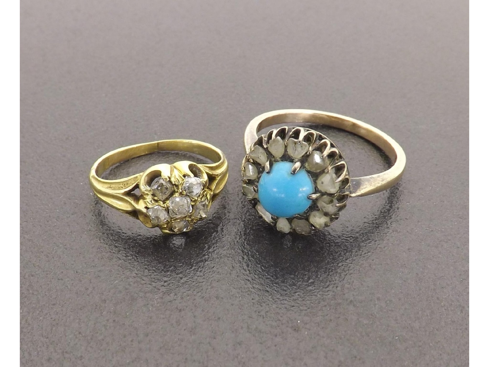 Appraisal: -e Diamond and turquoise set ring mm ring size N