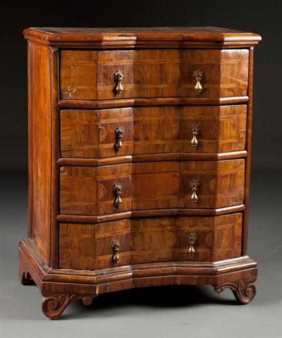 Appraisal: Italian or Dutch Baroque style parquetry inlaid walnut shaped front