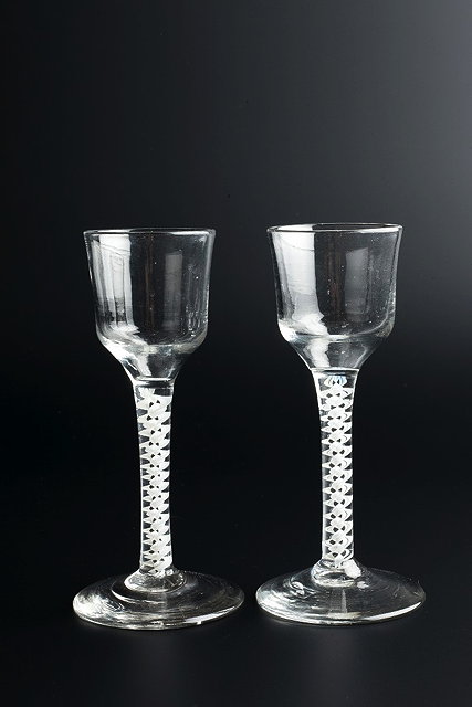 Appraisal: A PAIR OF TH CENTURY WINE OR CORDIAL GLASSES with