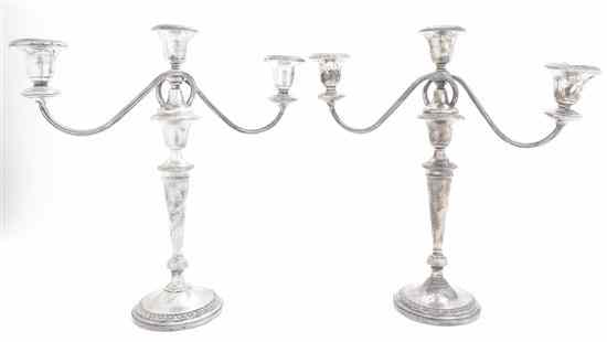 Appraisal: A Pair of American Sterling Silver Three-Light Candelabra Frank M