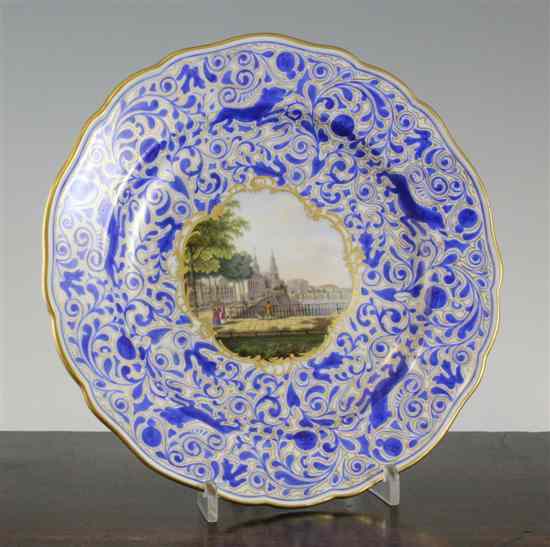 Appraisal: A Meissen topographical plate second half th century painted to