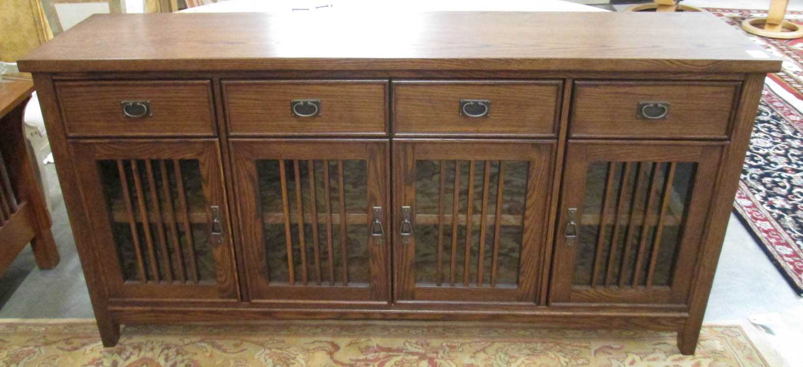 Appraisal: CRAFTSMAN STYLE OAK MEDIA BUFFET unknown maker recent production having