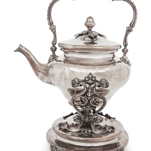 Appraisal: A Christofle Silver-Plate Kettle on Stand Early th Century Height