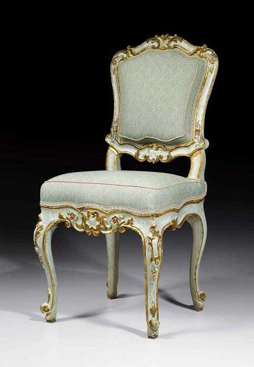 Appraisal: SUITE OF PAINTED CHAIRS A LA REINE Louis XV Venice