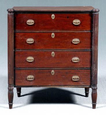 Appraisal: Diminutive Federal chest of drawers mahogany with poplar and pine