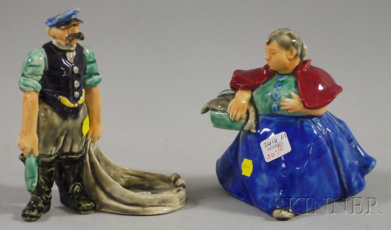 Appraisal: Two American Folk Art Ceramic Figures Isabel Coll ht to