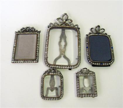 Appraisal: Group of French silvered metal and paste frame s late