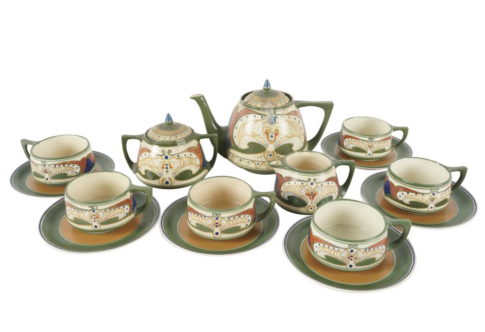 Appraisal: DUTCH POTTERY TEA SERVICEmarked Marantha Arnhem Holland comprising six cups