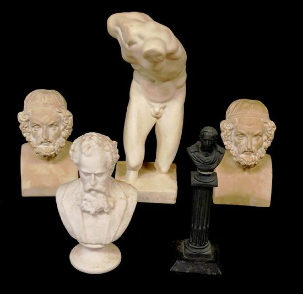 Appraisal: Classical Literary figures mostly th C five pieces including bust