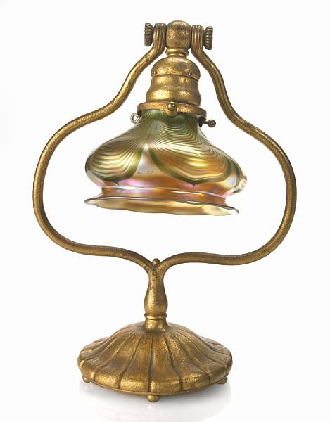 Appraisal: A Tiffany Studios gilt-bronze Harp desk lamp - intaglio finish