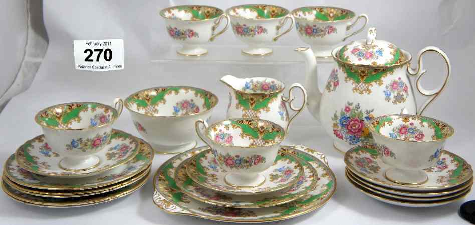 Appraisal: Shelley China Teaset decorated in the Sheraton Design