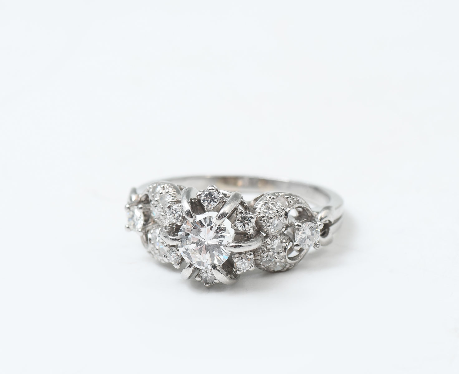 Appraisal: PLATINUM ART DECO CTW DIAMOND RING Platinum ring features CTW