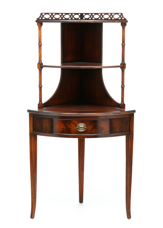 Appraisal: AMERICAN BRANDT CORNER WHAT-NOT STAND Second half th century mahogany