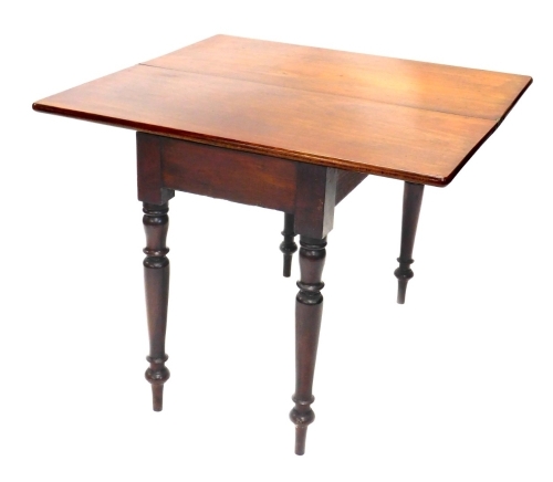 Appraisal: A thC mahogany fold over tea table on turned legs