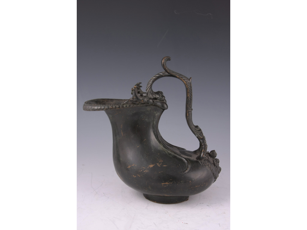 Appraisal: Neo-Classical Bronze Askos Wine Pitcher likely Continental th c Eros