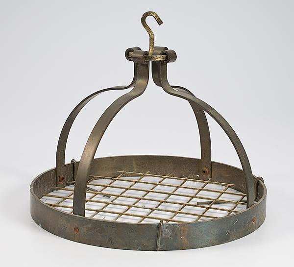 Appraisal: CIRCULAR BRASS POT RACK th century with hanging hooks and