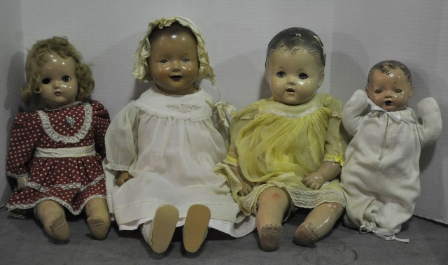 Appraisal: Bx Four Composition DollsOne Horsman and three unmarked All with