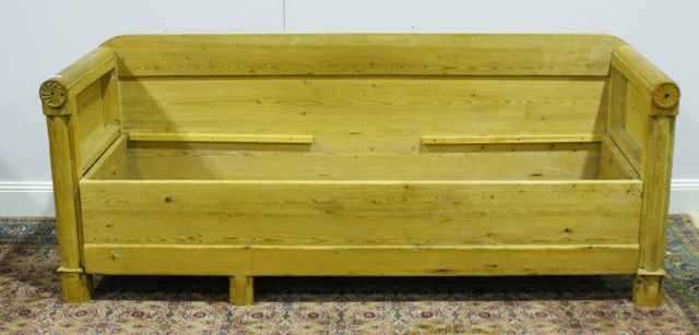 Appraisal: A th century Swedish pine settle lacking seat cm wide