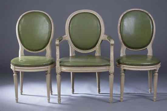 Appraisal: SET OF SIX PAINTED LOUISE XVI DINING CHAIRS th century