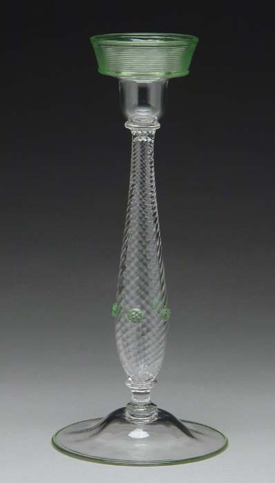 Appraisal: SINGLE STEUBEN CANDLESTICK Clear crystal glass with a swirl blown