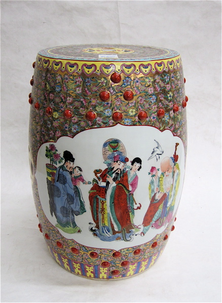 Appraisal: CHINESE EXPORT PORCELAIN GARDEN STOOL of round barrel form the