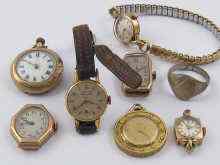 Appraisal: A mixed lot of seven watches including ct gold examples