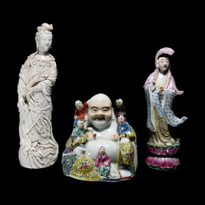 Appraisal: Three Chinese Porcelain Figures comprising a blanc de chine guanyin