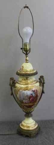 Appraisal: Bronze Mounted Yellow Ground Sevres Vase Mountedas a Lamp From