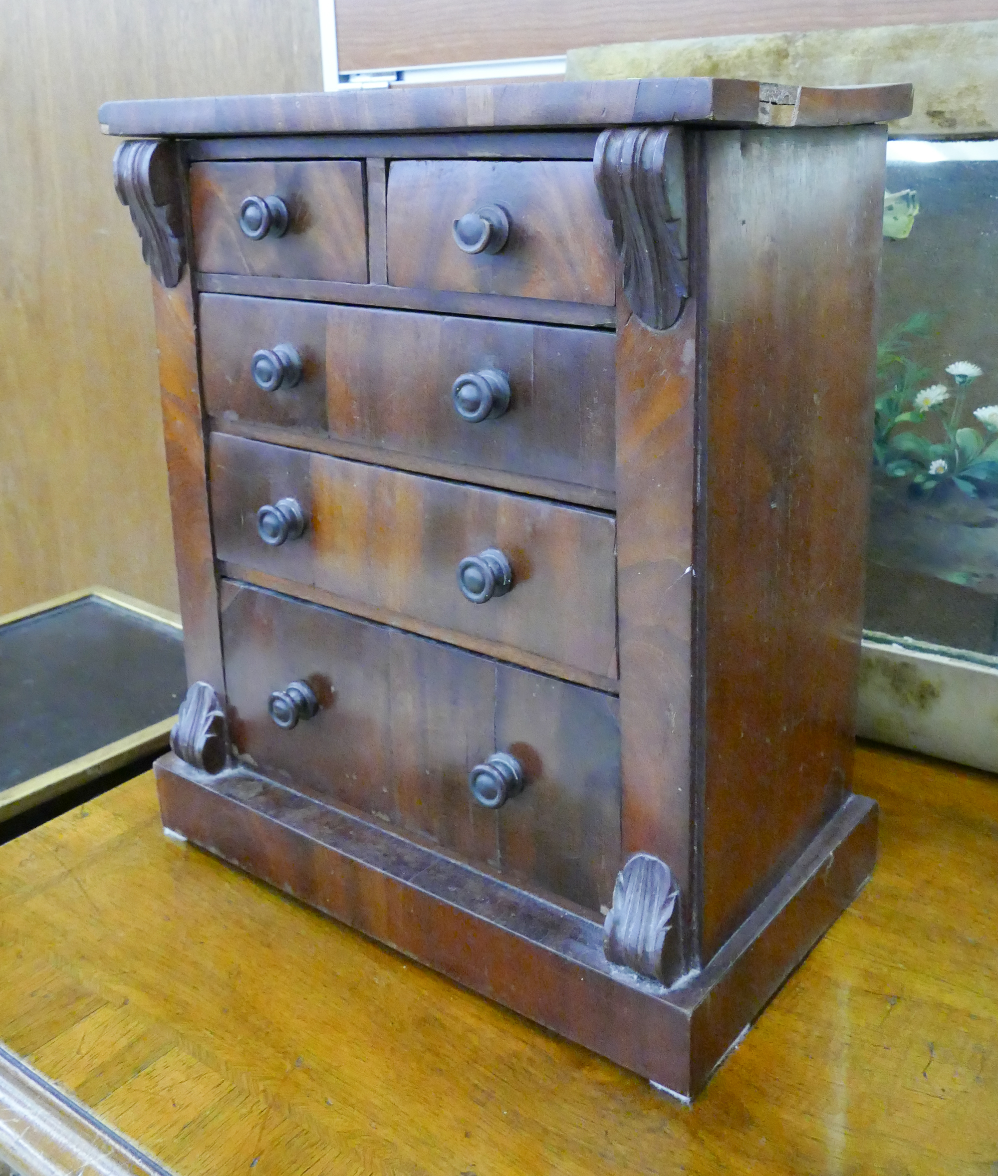 Appraisal: Antique Empire Walnut Jewelry Chest- x x ''