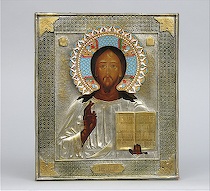 Appraisal: Russian Icon of Jesus in Oklad ca late th Century