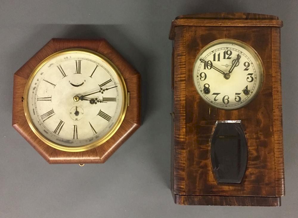 Appraisal: Ansonia Octagonal Mahogany Cased Wall Clock Ansonia octagonal mahogany cased