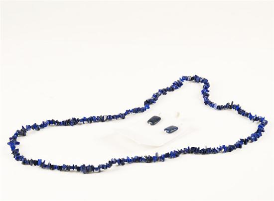 Appraisal: A Lapis Lazuli Necklace and Matching Earrings the necklace of