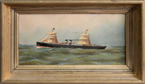 Appraisal: Oil on artist board of a nautical scene depicting a