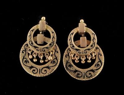 Appraisal: A Pair of Spanish Colonial Style Enamel Earclips k yellow