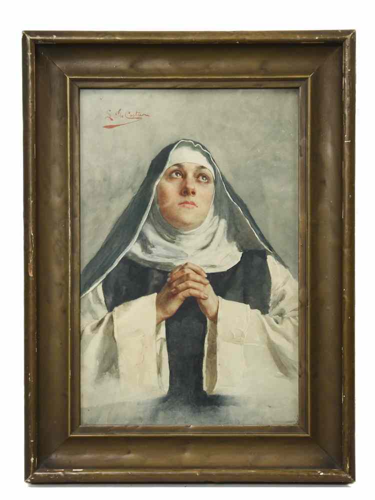 Appraisal: W C - Nun in Italian Habit Praying signed 'S